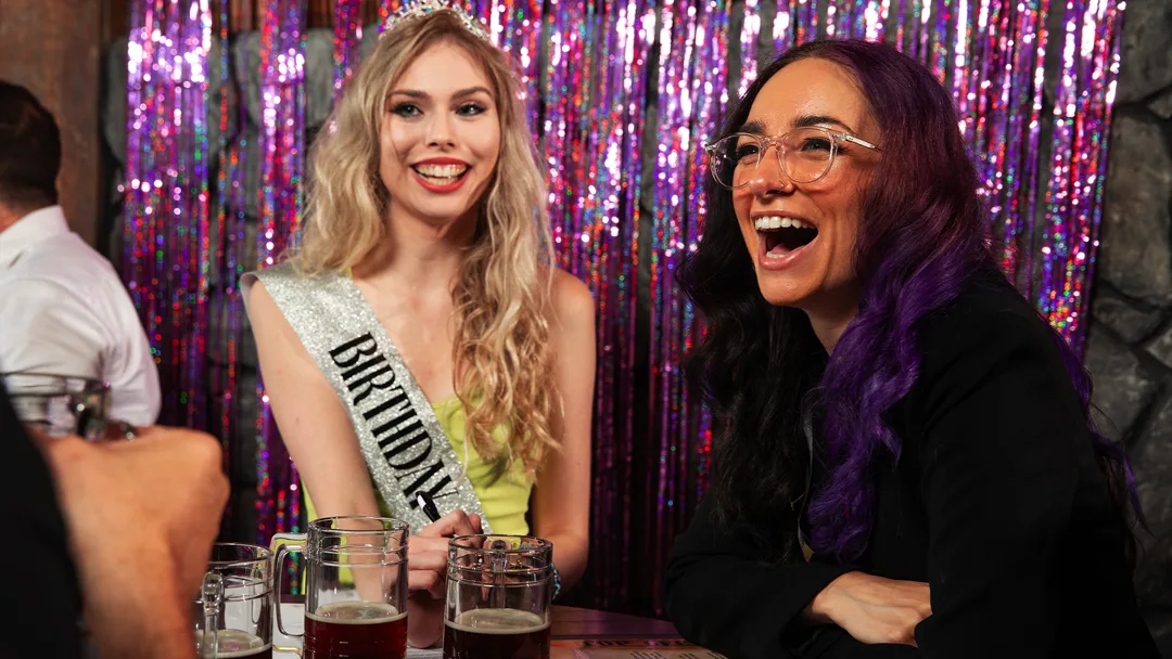 Guests celebrating at a New York murder mystery party